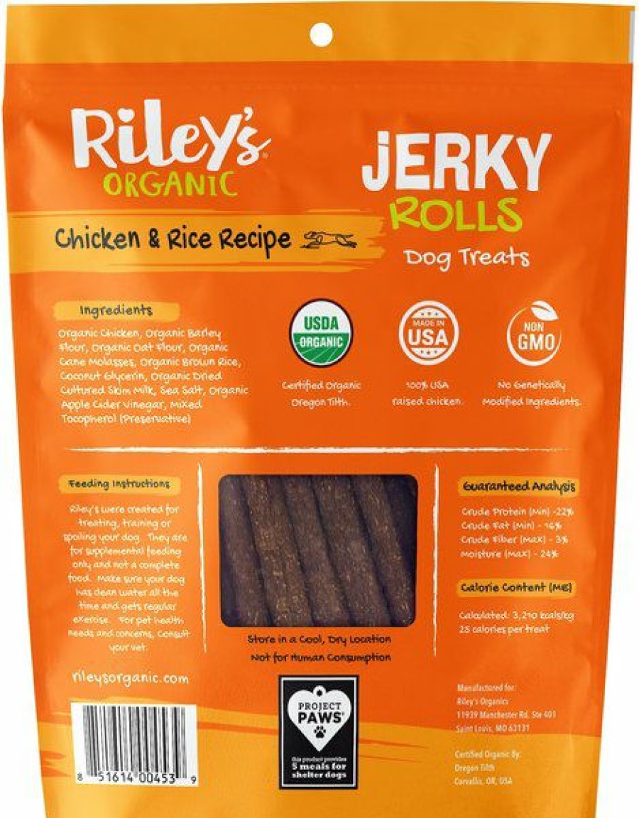 Online * Rileys Organic Hot Sale Riley'S Organic Jerky Rolls Chicken & Rice Recipe Dog Treats, 5-Oz Pouch