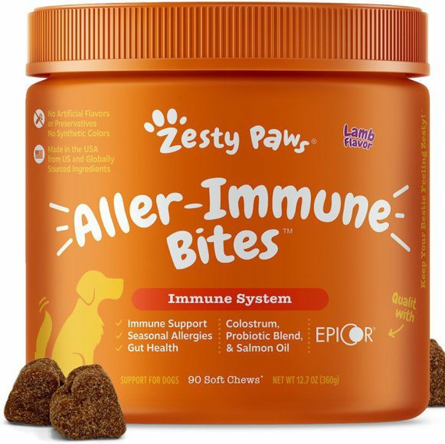 Wholesale * Best Sale Bundle: Zesty Paws Aller-Immune Bites Lamb Flavored Soft Chews Allergy & Immune Supplement For Dogs, 90 Count + Zesty Paws Itch Soother Dog Shampoo With Oatmeal & Aloe Vera, For Skin Moisture &Shiny Coats, Vanilla Bean Scent