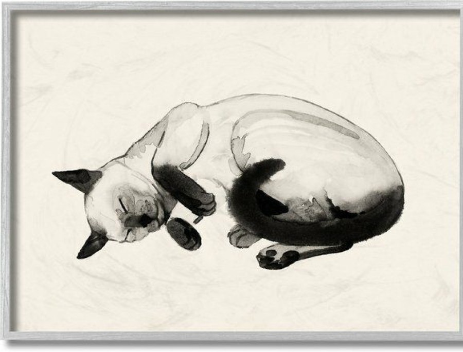 Online * Low Price Stupell Industries Siamese Cat Nap Minimal Relaxed Cat Wall Decor