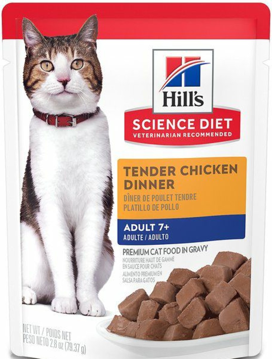 Wholesale * Hills Science Diet Discount Hill'S Science Diet Adult 7+ Tender Chicken Recipe Cat Food, 2.8-Oz Pouch, Case Of 24