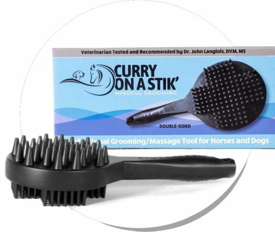 Best * Best Quality Bundle: Curry On A Stik Horse & Dog Grooming Brush + Cowboy Magic Super Bodyshine Pet Spray, 16-Oz Bottle