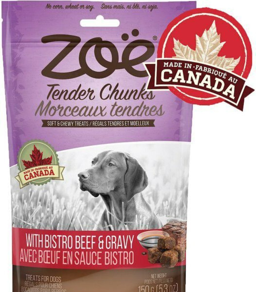 New * Popular Zoe Tender Chunks Beef & Gravy Grain-Free Dog Treats, 5.3-Oz Bag