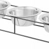 Wholesale * Cheaper Frisco Straight Triple Feeder Stainless Steel Dog & Cat Bowl