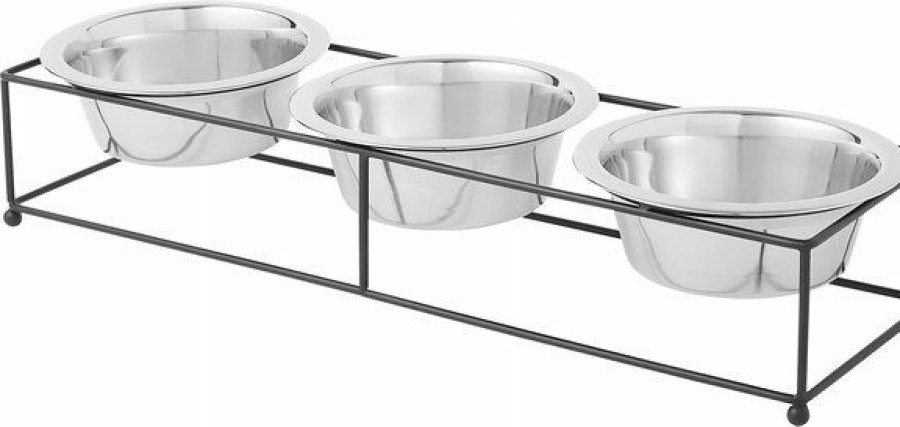 Wholesale * Cheaper Frisco Straight Triple Feeder Stainless Steel Dog & Cat Bowl