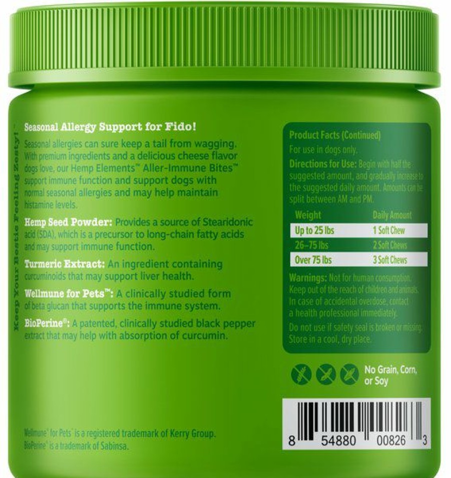 Best * Discount Store Zesty Paws Hemp Elements Aller-Immune Bites Cheese Flavored Soft Chews Allergy & Immune Supplement For Dogs, 90 Count