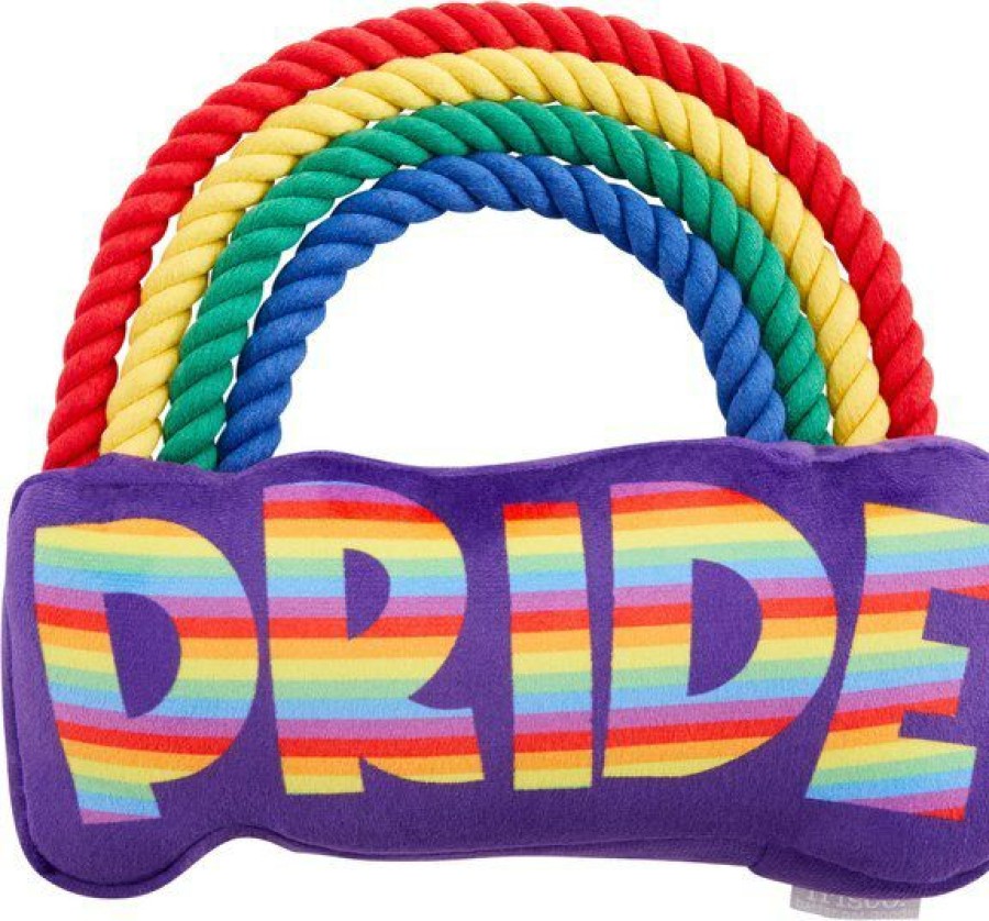 Best * Popular Frisco Pride Rainbow Plush With Rope Squeaky Dog Toy