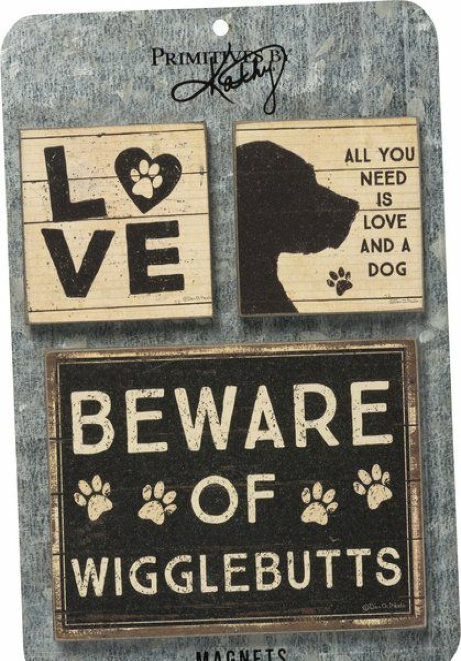 New * Good Quality Primitives By Kathy Dog Magnet Set, 3 Count