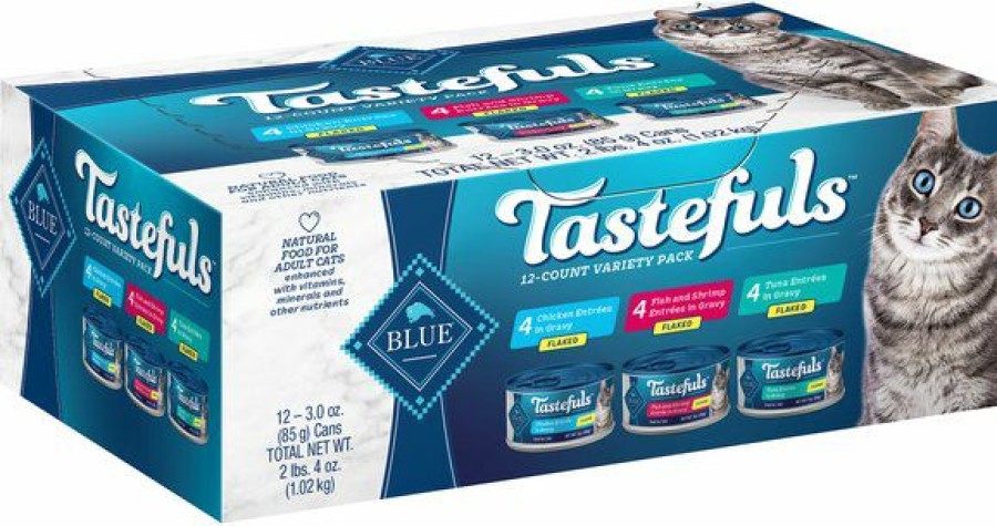 Wholesale * Large Choice Blue Buffalo Tastefuls Tuna, Chicken, Fish & Shrimp Entrees Variety Pack Flaked Wet Cat Food