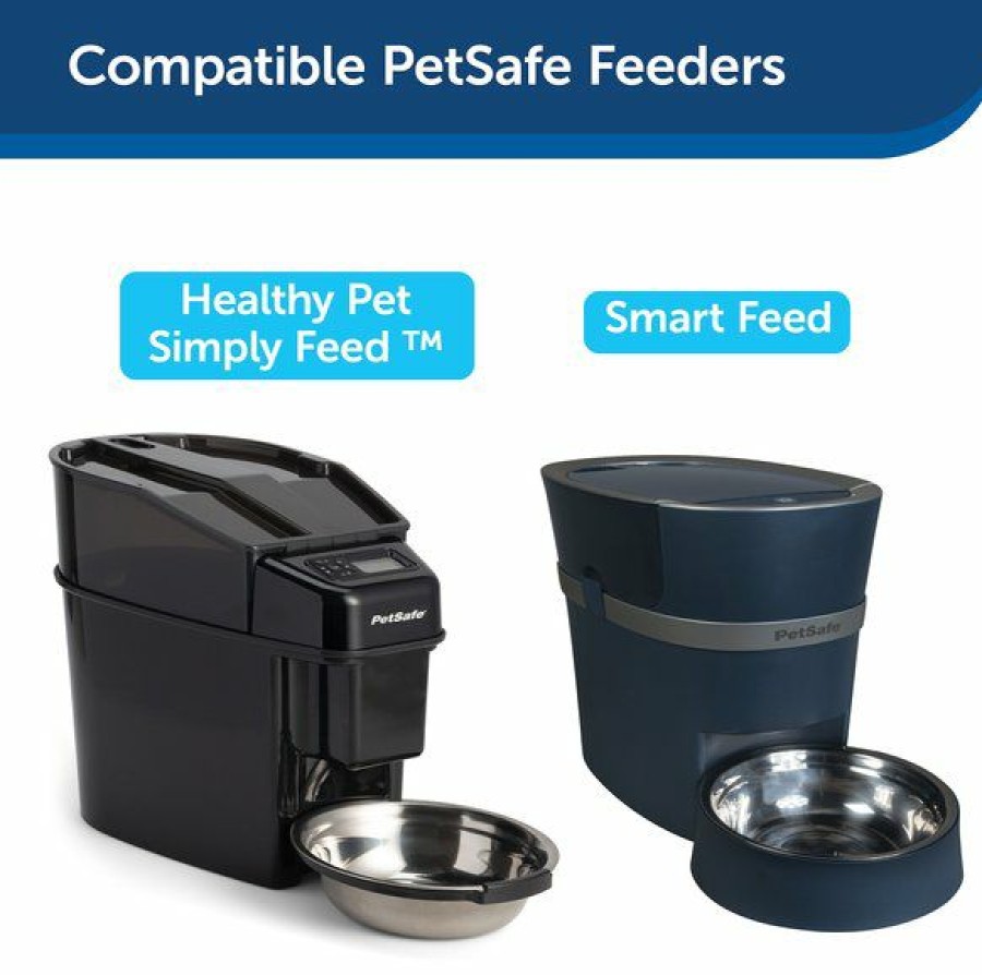 Clearance * Popular Petsafe Two-Pet Dog & Cat Meal Splitter & Bowl, Navy