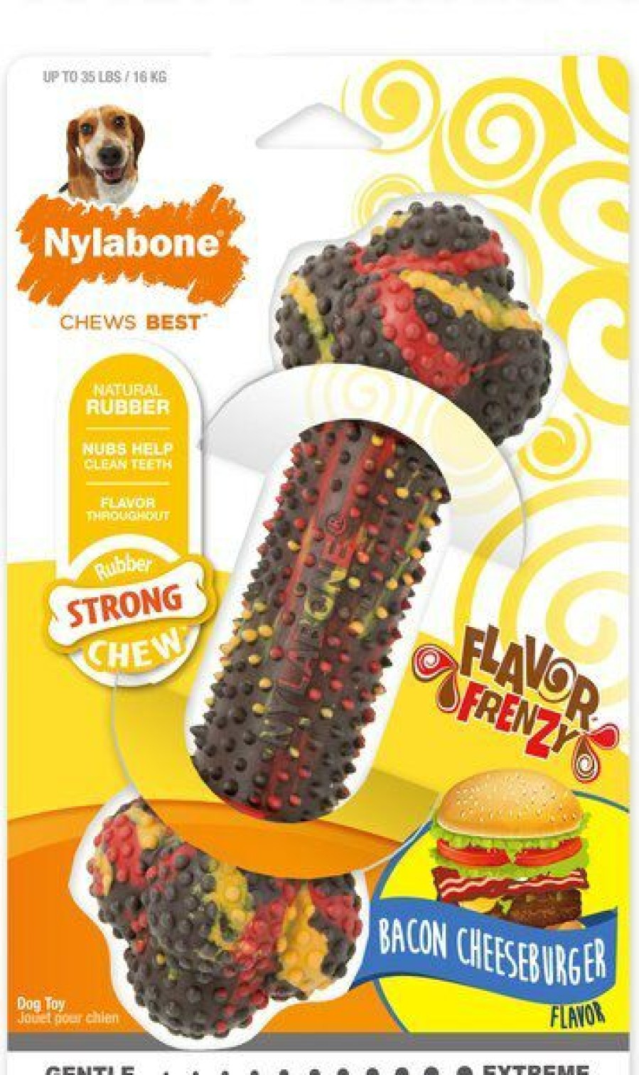 Hot * Limited Edition Nylabone Rubberchew Flavor Frenzy Bacon Cheeseburger Flavored Dog Chew Toy