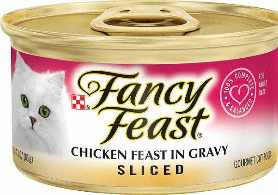 Clearance * Excellent Bundle: Fancy Feast Sliced Chicken Feast In Gravy Canned Cat Food, 3-Oz, Case Of 24 + Fancy Feast Appetizers Light Meat Tuna With A Scallop Topper Cat Treats, 1.1-Oz Tray, Case Of 10