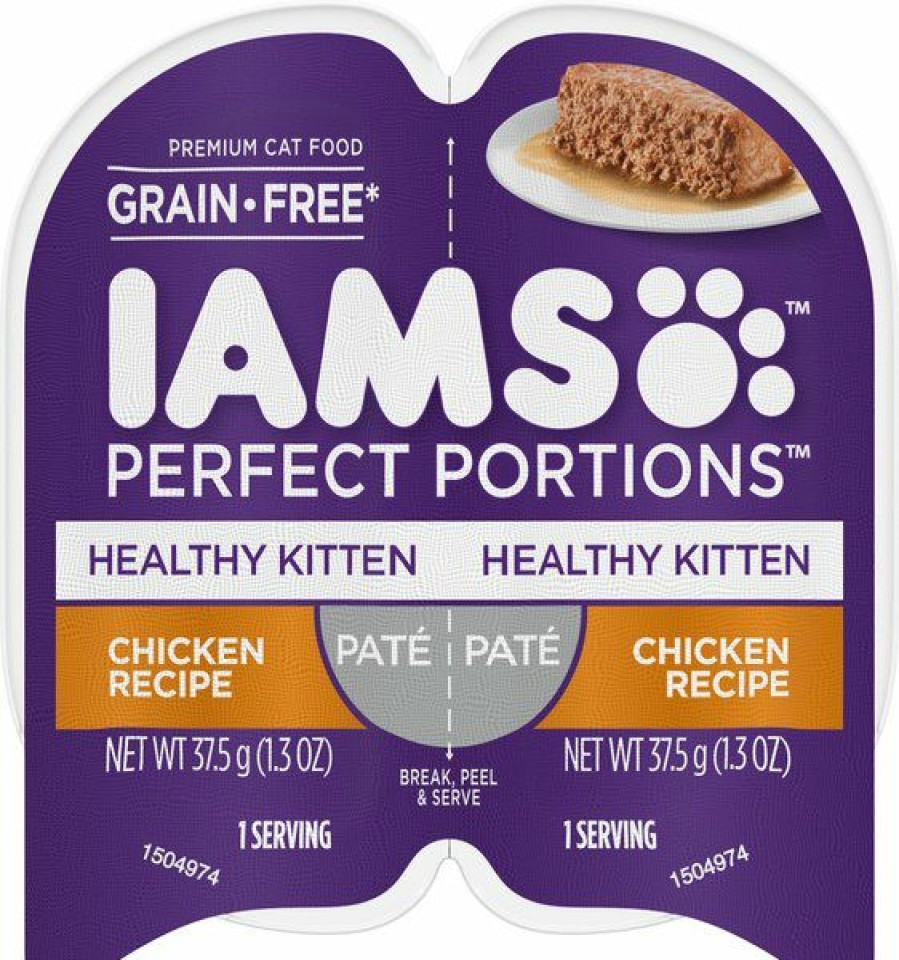 Hot * Low Price Iams Perfect Portions Healthy Kitten Chicken Recipe Pate Grain-Free Cat Food Trays, 2.6-Oz, Case Of 24 Twin-Packs