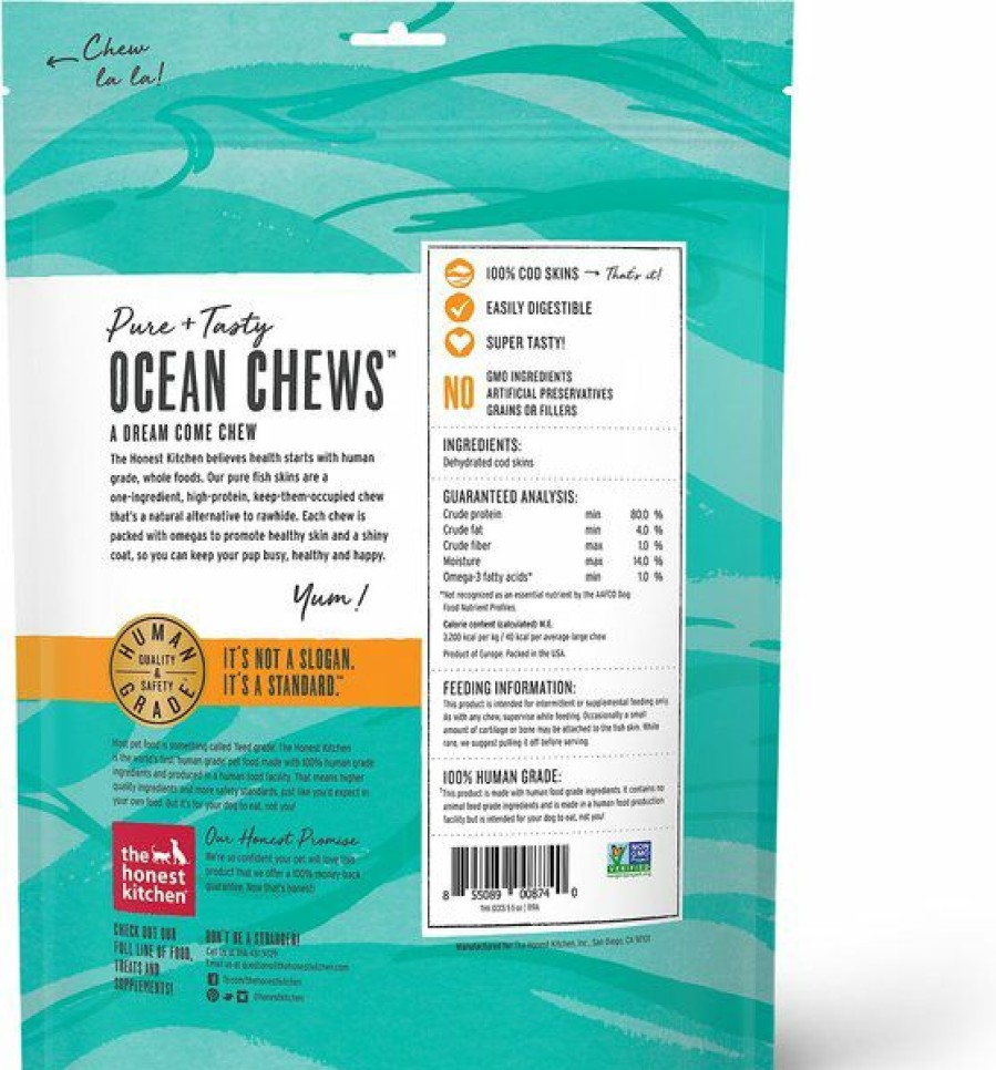 Wholesale * Wholesale The Honest Kitchen Beams Ocean Chews Cod Fish Skins Dehydrated Dog Treats