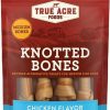 New * Limited Edition True Acre Foods Rawhide-Free Knotted Bones Chicken Flavor Treats, Medium, 4 Count