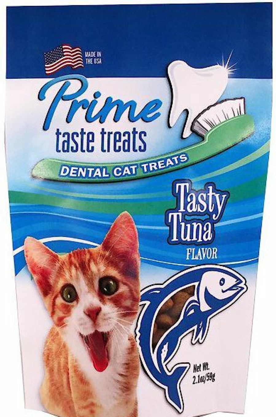 New * Good Quality Prime Taste Treats Dental Tasty Tuna Flavor Cat Treats, 2.1-Oz Bag