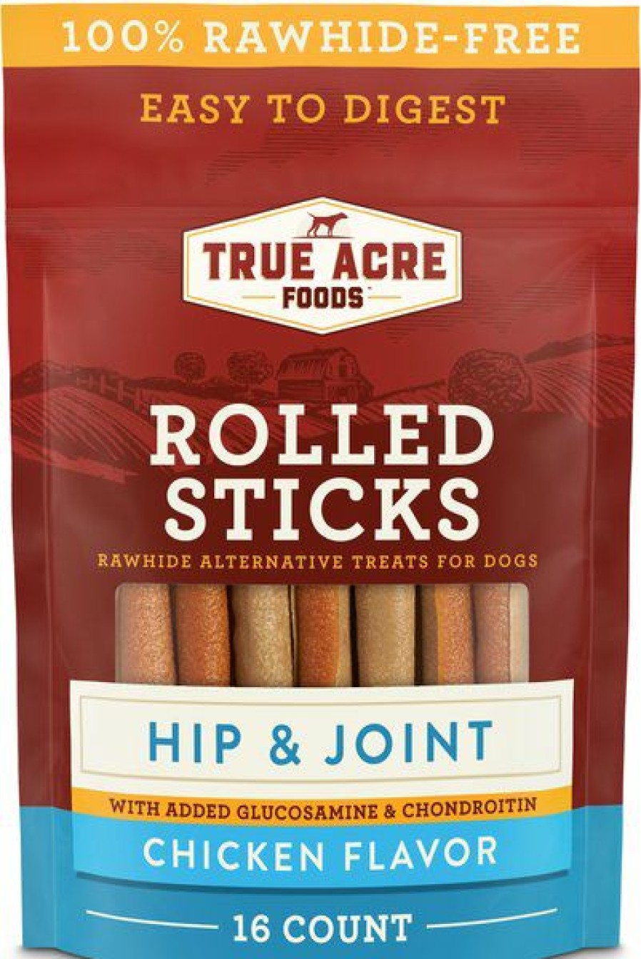 Wholesale * Wholesale True Acre Foods Rawhide-Free Rolled Sticks, Hip & Joint Chicken Flavor Treats, 16 Count