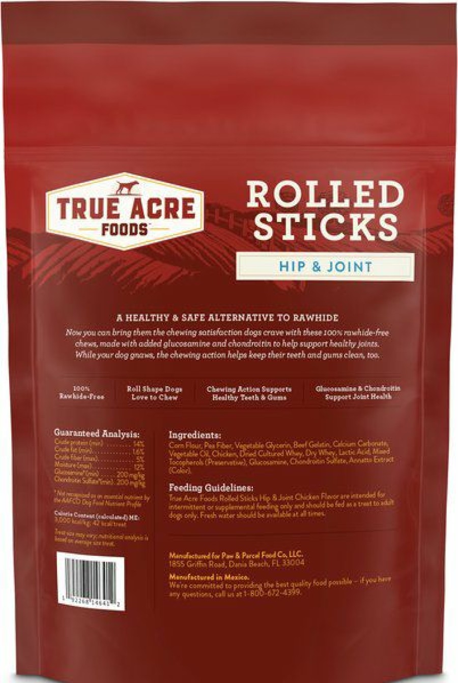 Wholesale * Wholesale True Acre Foods Rawhide-Free Rolled Sticks, Hip & Joint Chicken Flavor Treats, 16 Count