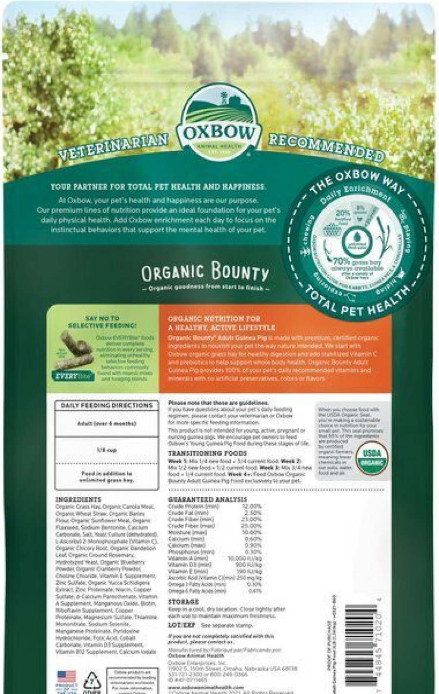 Clearance * Discount Oxbow Organic Bounty Adult Guinea Pig Food, 3-Lb Bag