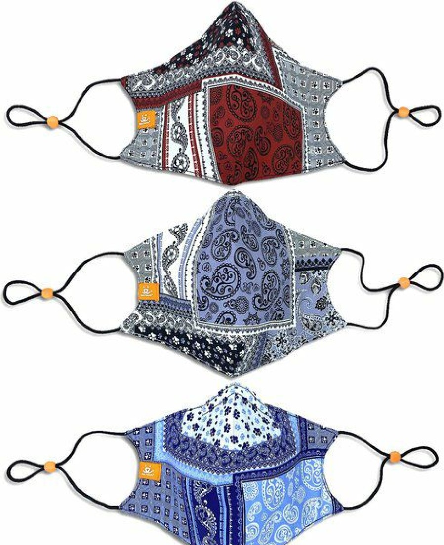 Hot * Construct Best Sale Con.Struct Bandana Print Face Masks, 3 Count, One Size, Black