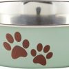 New * Best Quality Loving Pets Bella Bowls Pet Bowl, Metallic Artichoke